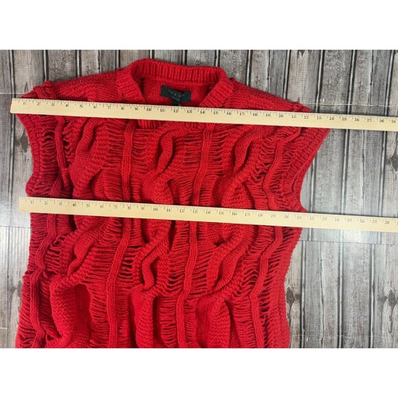 Rag and Bone Handknit fashion cable poncho wool angora blend sz S New color red - Picture 4 of 5